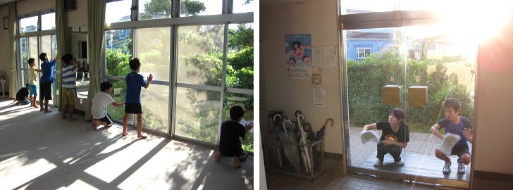 空手教室 窓ふき掃除
