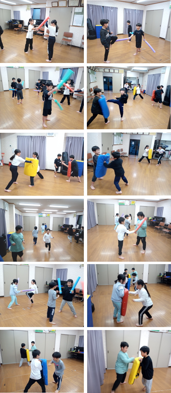 空手教室 可部教室 稽古の様子 ミット打ち連打