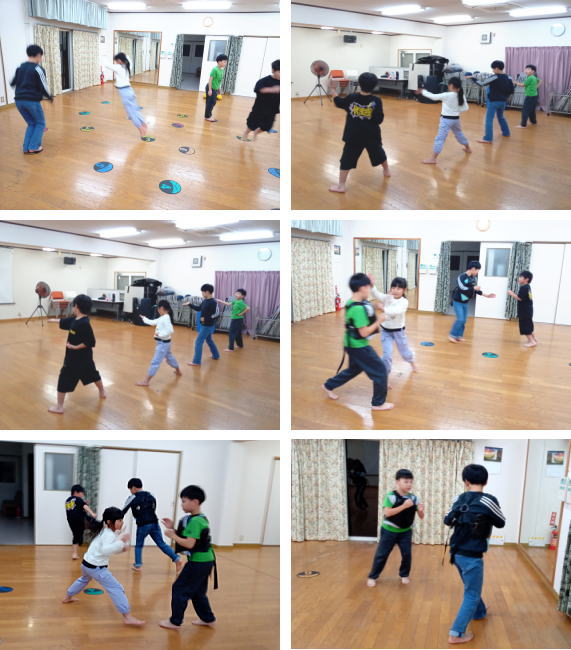 空手教室 矢口が丘教室 の組手稽古の様子です。