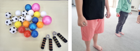 ゴムボールを使って握力アップ