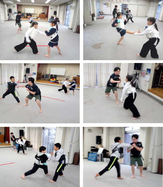 深川空手教室 月曜クラス 組手の様子