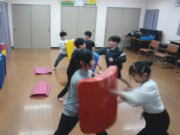 可部教室 稽古 ミット打ち