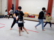 落合空手教室 組手稽古の様子